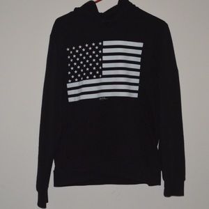 Ring of Fire Black sweatshirt white USA flag
